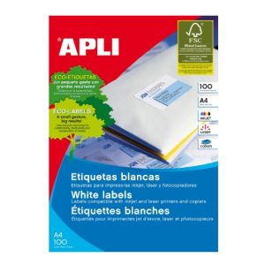 100 HOJAS ETIQUETAS BLANCAS PERMANENTES CIRCULARES 60MM 01244