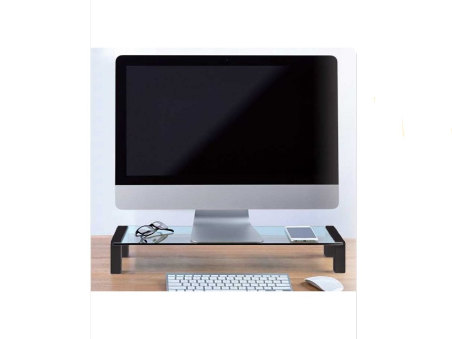 SOPORTE MONITOR CRISTAL 550 x 180 x 80MM NEGRO 46068 - Imagen 2