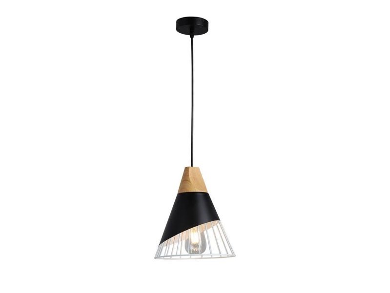 LÁMPARA COLGANTE NÓRDICA DE TECHO REJILLA/MADERA/TECHO NEGRO - Imagen 2